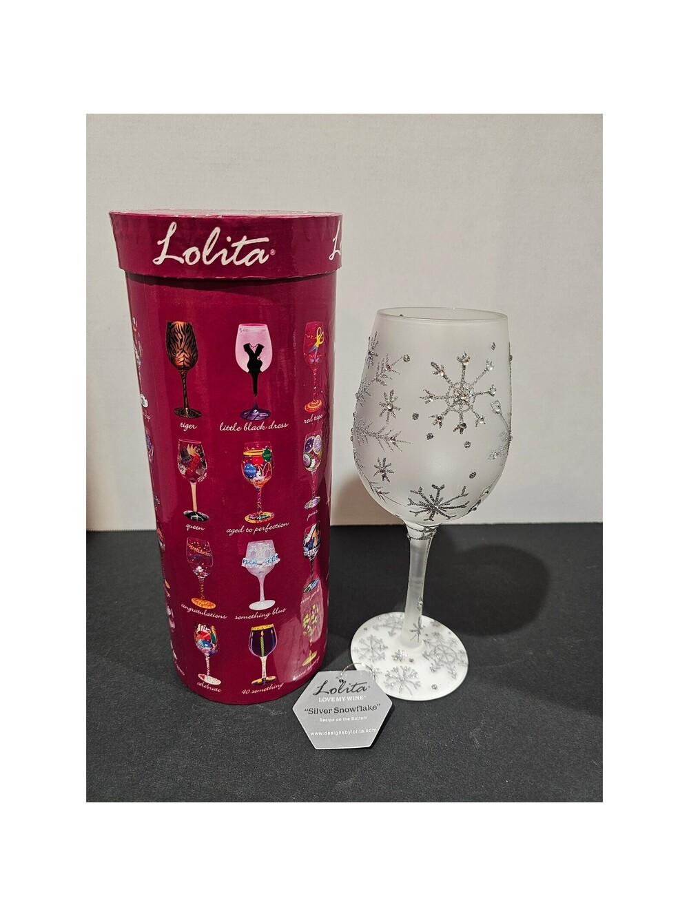 Lolita Wine Glass Unisex OS Silver New Snowflake Hand Painted Jeweled Box